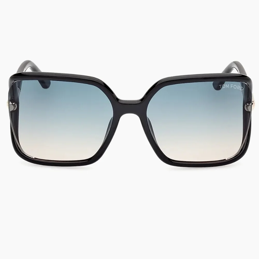 Tom Ford Solange 2 Black and Gold Sunglasses With Blue Tinted Lenses - Picture 3 of 8